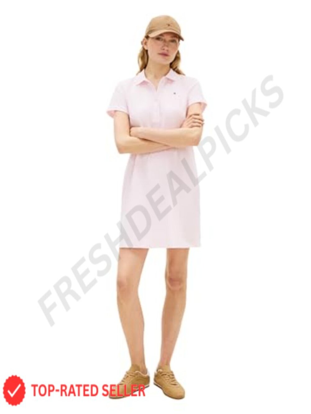 Cotton Pique Polo Dress Short Sleeve Collared Casual Tennis Dress